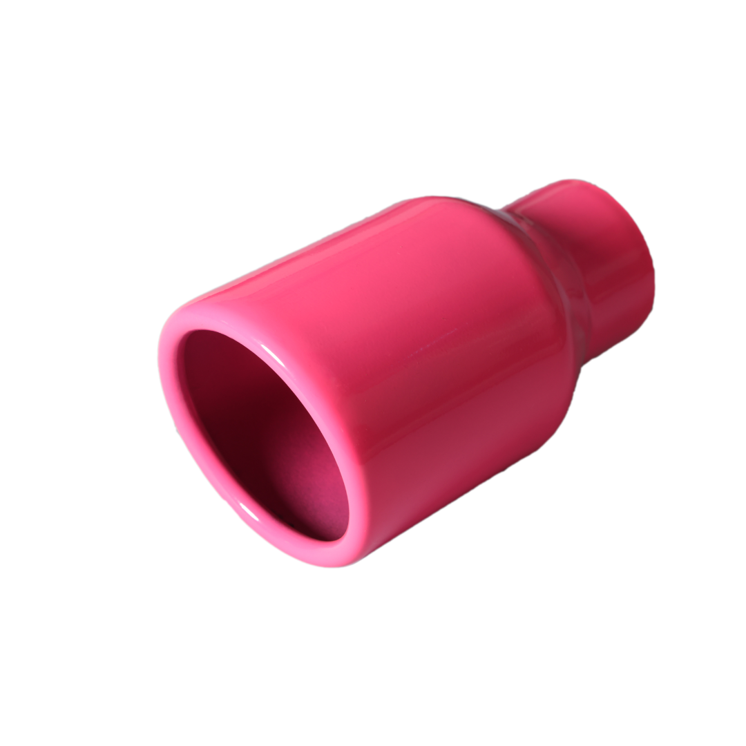 t Rolled Edge Slant Cut Stainless Steel Tip Powered Coated Pink-T819PK Modern Day Muffler and Brakes