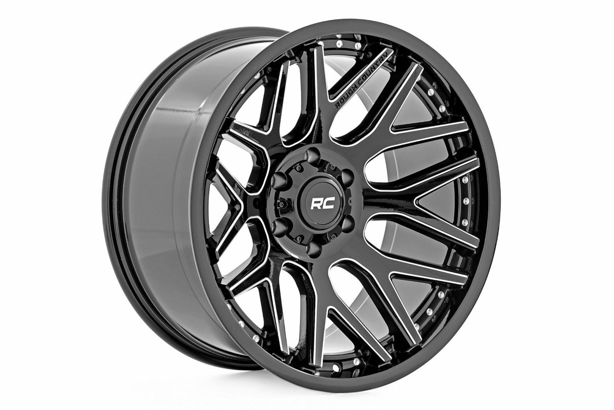 Rough Country 95 Series Wheel Machined Black 20x10 8x170 -19mm 95201011M