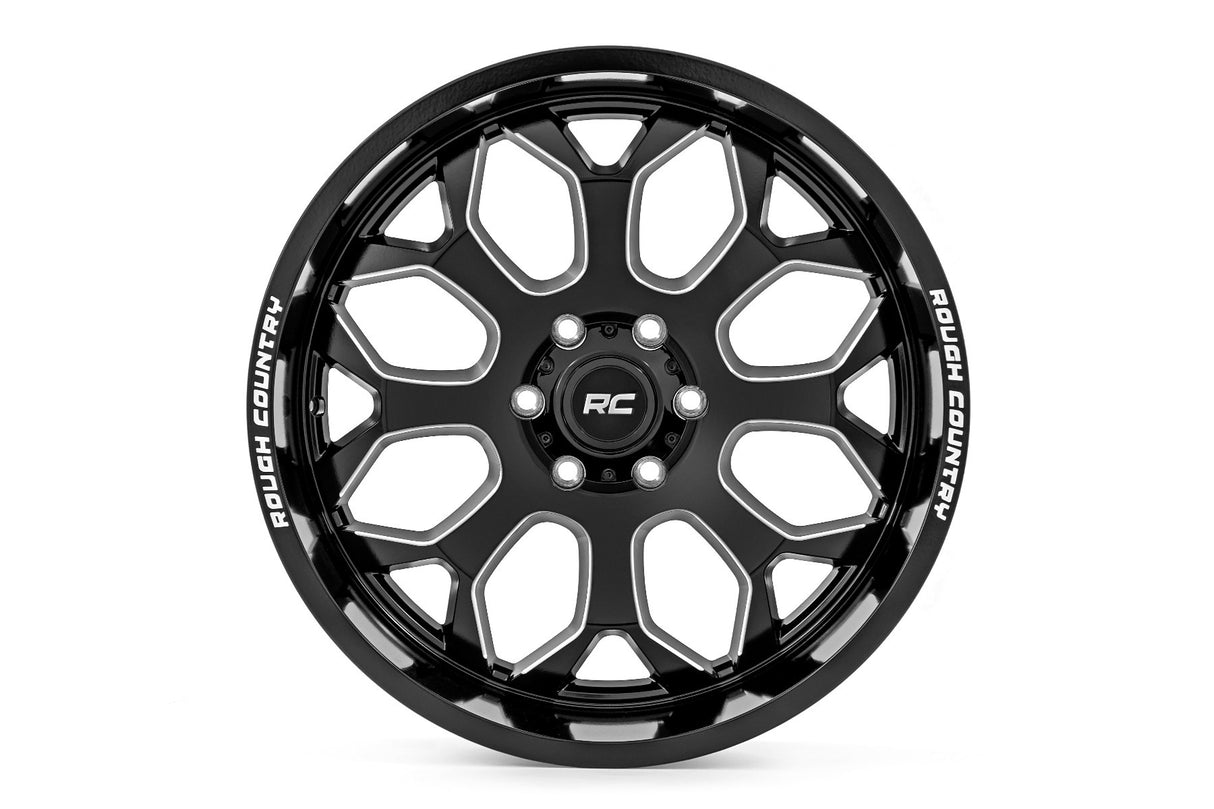 Rough Country 96 Series Wheel; One-Piece; Black; 20x9; 6x5.5; -12mm 96200912