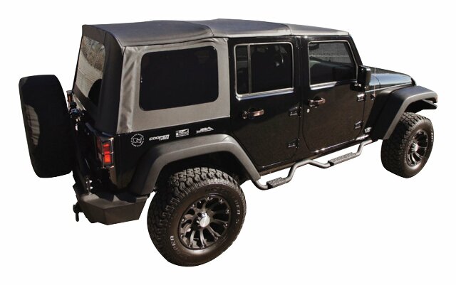 RT Off-Road replacement soft top fits 2007-2010 Jeep Wrangler black fabric upper door skins RT10635T