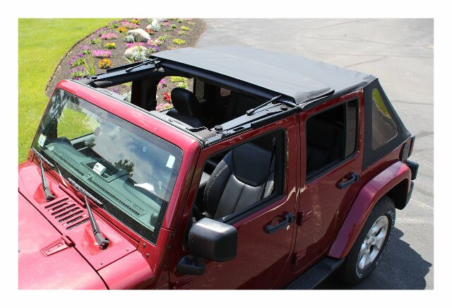 RT Off-Road bowless soft top fits 2007-2018 Jeep Wrangler black steel aluminum fabric tinted windows RT10835T
