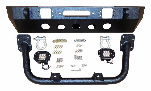 RT Off-Road bumper fits 2018-2021 Jeep Wrangler, 2020-2021 Jeep Gladiator black steel powder coat RT20044