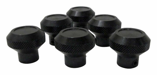 RT Off-Road Dash Control Knob Set - RT27002 fits 1976-1983 Jeep CJ5, 1976-1986 Jeep CJ7, 1981-1986 Jeep CJ8 black aluminum