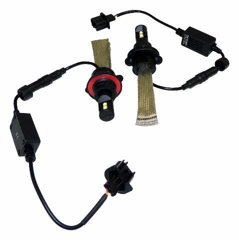 RT Off-Road LED headlight bulb kit fits 2007-2018 Jeep Wrangler black silver plastic direct-fit no cutting RT28056