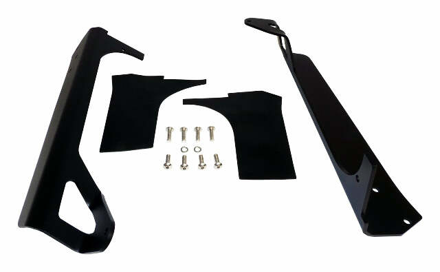 RT Off-Road LED light bar license plate bracket kit fits 1997-2006 Jeep Wrangler black stainless steel rubber powder coat RT28090
