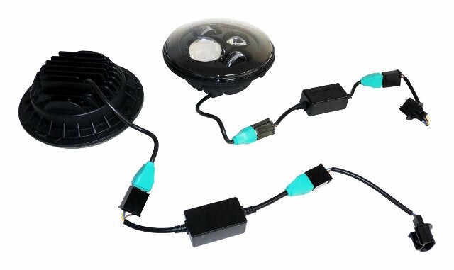 RT Off-Road LED Headlight Kit - RT28104 fits 1997-2018 Jeep Wrangler black aluminum plastic no cutting