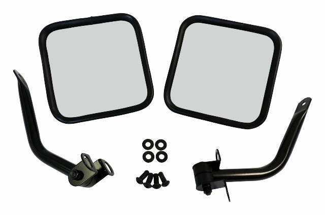 RT Off-Road mirror kit fits 1976-1983 Jeep CJ5, 1976-1986 Jeep CJ7, 1981-1986 Jeep CJ8 black steel RT30002