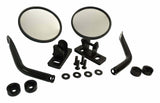 RT Off-Road mirror kit fits 1976-1986 Jeep CJ7, 1981-1986 Jeep CJ8, 1987-2018 Jeep Wrangler black plastic powder coat RT30020