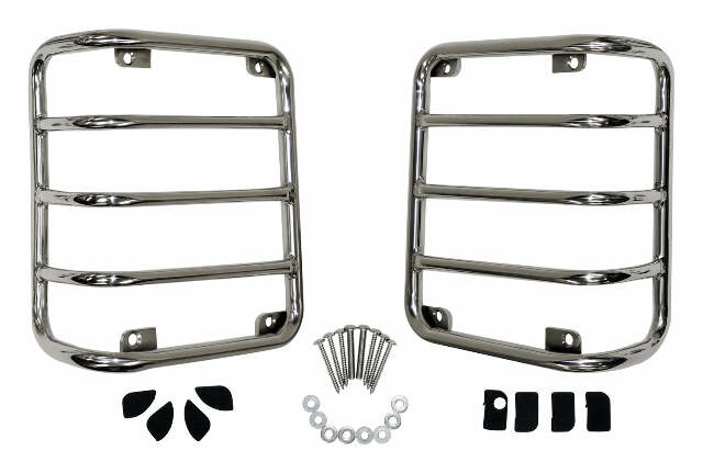 RT Off-Road Tail Light Guard Set - RT34080 fits 2007-2018 Jeep Wrangler stainless steel polished