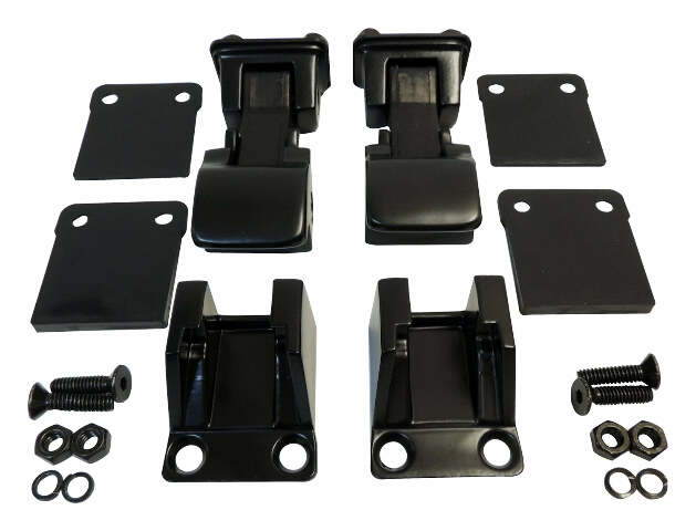 RT Off-Road Hood Catch Kit - RT34084 fits Jeep CJ5/CJ6/CJ7/CJ8 black stainless steel rubber powder coat