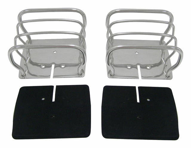 RT Off-Road Tail Light Guard Set - RT34090 fits 1976-1986 Jeep CJ7, 1981-1986 Jeep CJ8, 1987-2006 Jeep Wrangler stainless steel polished
