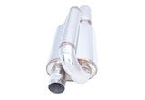 XFORCE S12R-2.25 - S/Steel Oval Twin Loop Exhaust Muffler w/Passenger Side Inlet