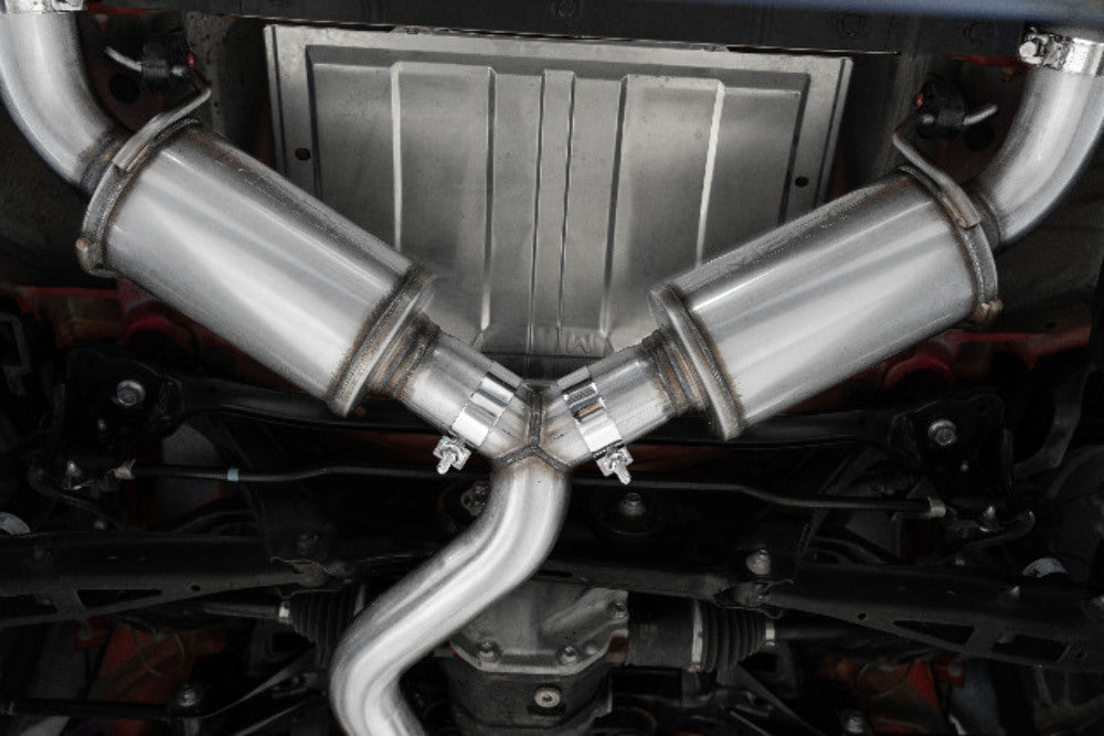 MBRP cat-back exhaust system 3 inch dual split rear exit Armor Pro Series T304 stainless steel carbon fiber tip S48043CF