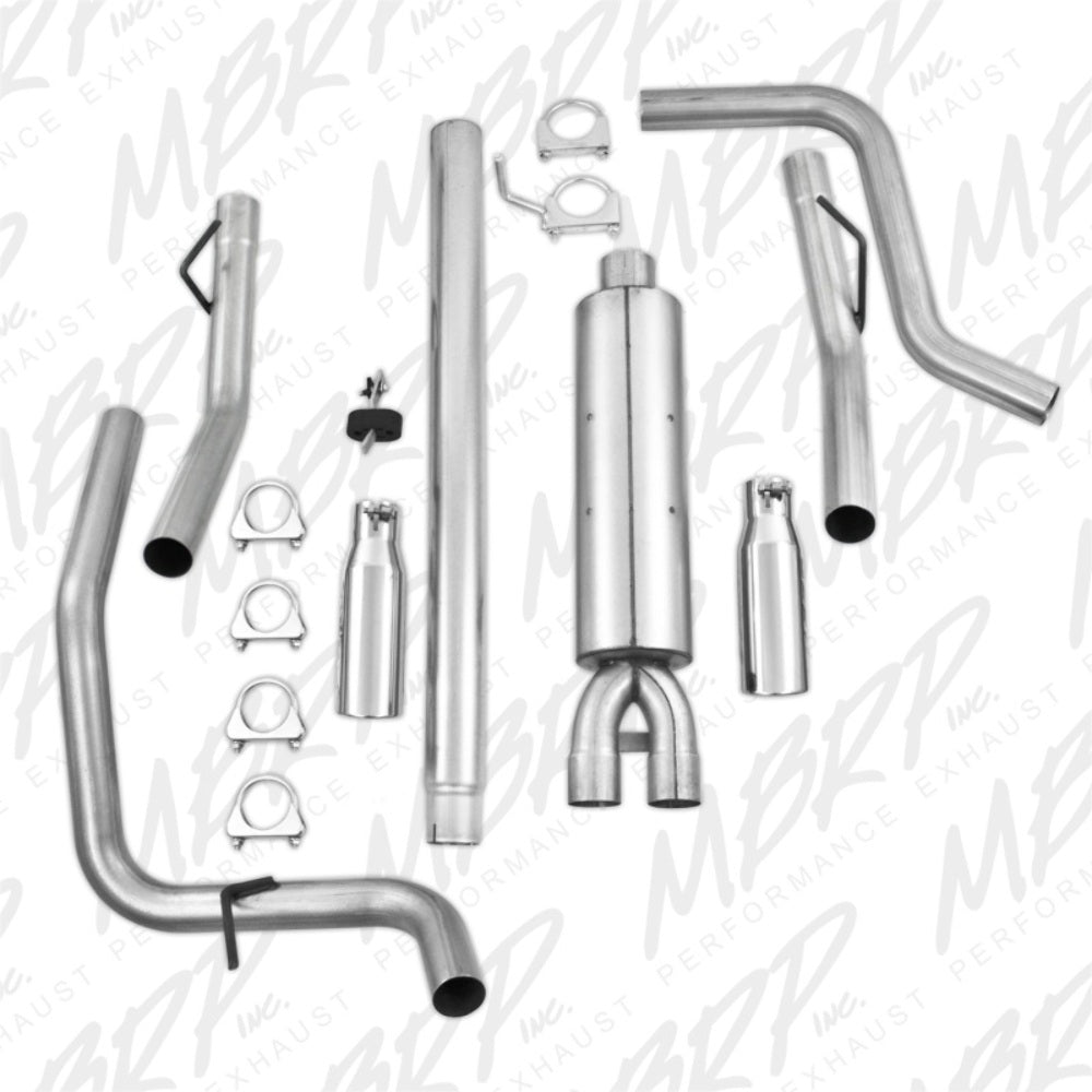 Fits 2005-2008 Ford F-150 2 1/2in. Cat Back; Dual Split Side; AL - S5204AL