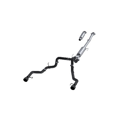 Fits 2021-2024 Ford F-150 3in. Cat Back; Dual Split Rear;BLK - S5268BLK