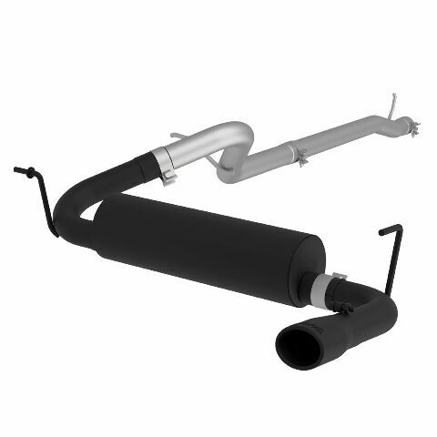 MBRP cat-back exhaust system fits Jeep Wrangler single rear exit aluminized steel black coated S5526BLK