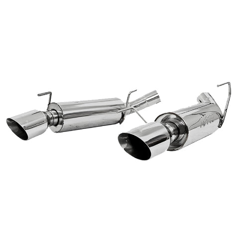 Fits 2005-10 Ford Mustang 2 1/2" Dual Mufflers Axle Back; Split Rear; AL-S7200AL
