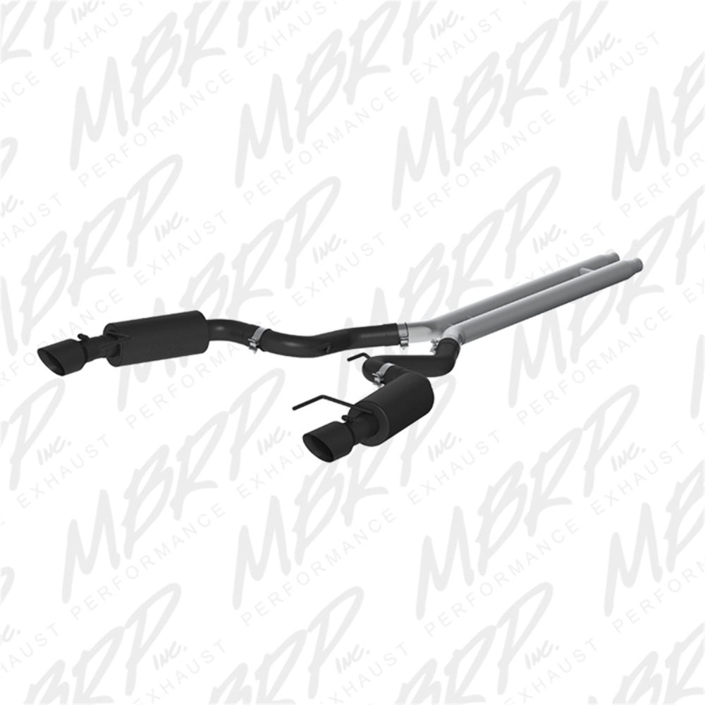 MBRP cat-back exhaust system fits Ford Mustang 4.5 inch dual split rear exit aluminized steel S7239BLK
