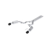 MBRP cat-back exhaust system fits Ford Mustang 4.5 inch dual split rear exit Armor Pro Series T304 stainless steel carbon fiber tip S72513CF