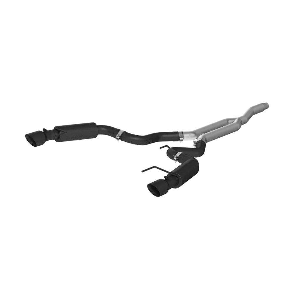 MBRP cat-back exhaust system fits 2015-2024 Ford Mustang 4.5 inch dual split rear exit aluminized steel S7275BLK