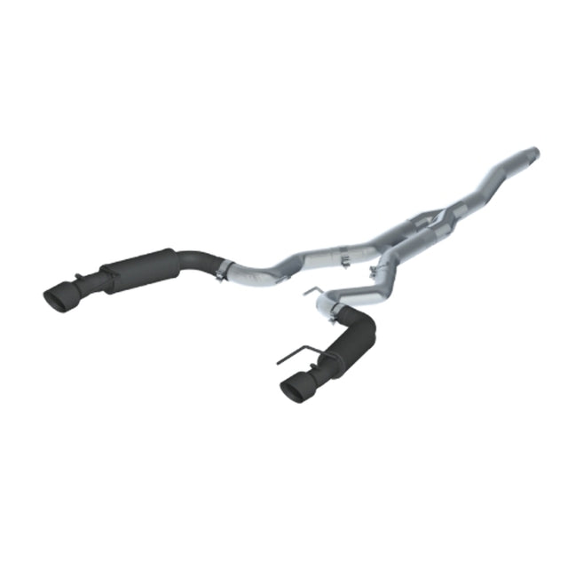 MBRP cat-back exhaust system fits 2015-2024 Ford Mustang 4.5 inch dual split rear exit aluminized steel S7275BLK