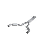 MBRP cat-back exhaust system fits Ford Mustang 4.5 inch dual split rear exit Armor Plus Series T409 stainless steel S7278409