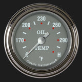 Silver Gray 2 1/8" Oil Temperature Gauge SG128SLF