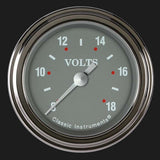 Silver Gray 2 1/8" Voltage Gauge SG130SLF