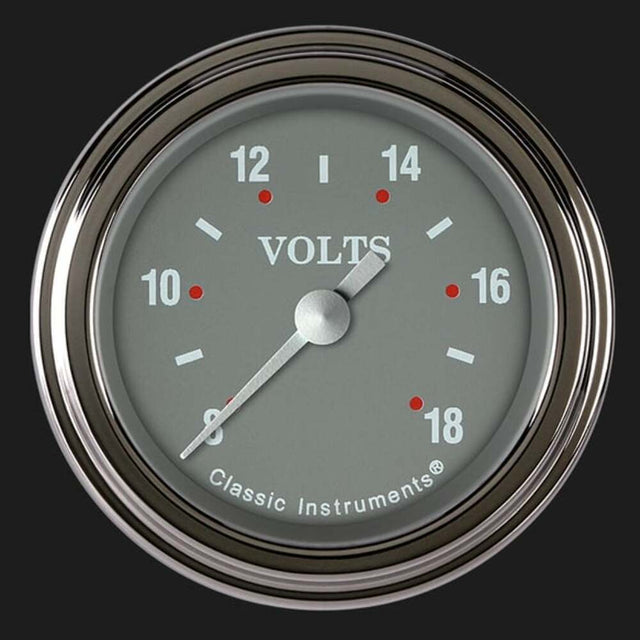 Silver Gray 2 1/8" Voltage Gauge SG130SLF