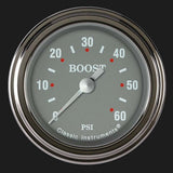 Silver Gray 2 1/8" Boost Gauge, 60 psi SG143SLF