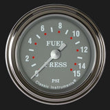 Silver Gray 2 1/8" Fuel Pressure Gauge, 15 psi SG145SLF