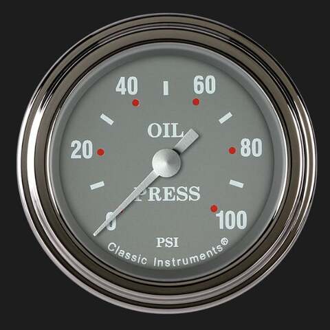 Silver Gray 2 1/8" Oil Pressure Gauge SG181SLF