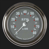 Classic Instruments Silver Gray 2 1/8" Tachometer SG183SLF