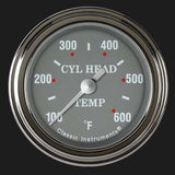 Silver Gray 2 1/8" Cylinder Head Temp. Gauge SG197SLF