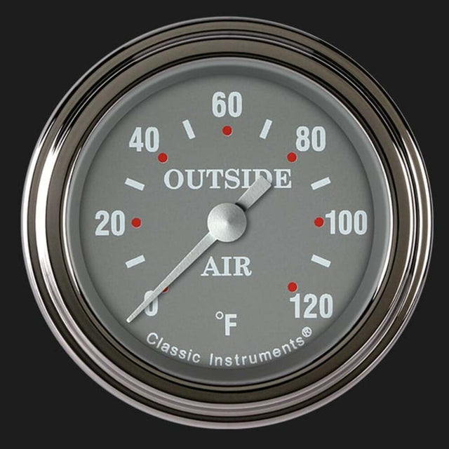 Silver Gray 2 1/8" Outside Air Temp. Gauge SG199SLF