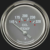 Silver Gray 2 5/8" Oil Temperature Gauge SG228SLF