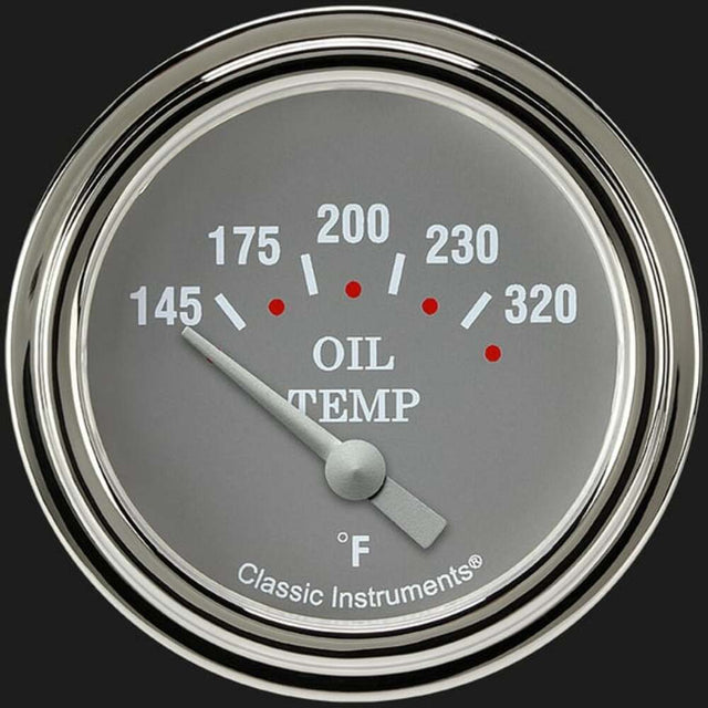 Silver Gray 2 5/8" Oil Temperature Gauge SG228SLF