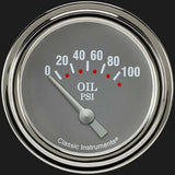 Silver Gray 2 5/8" Oil Pressure Gauge SG281SLF