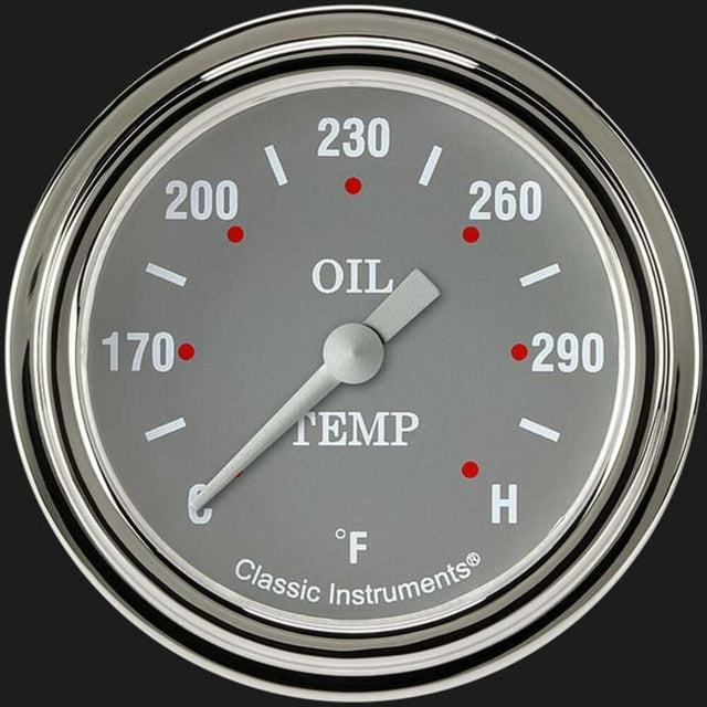 Silver Gray 2 5/8" Oil Temperature Gauge SG328SLF