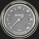Silver Gray 2 5/8" Boost Gauge, 30 psi SG342SLF