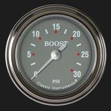 Silver Gray 2 1/8" Boost Gauge, 30 psi SG142SLF