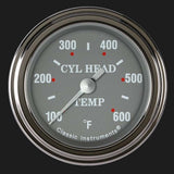 t Silver Gray 2 1/8" Cylinder Head Temp. Gauge SG197SLF Classic Instruments