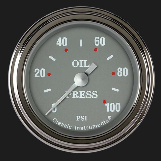 Silver Gray 2 1/8" Oil Pressure Gauge SG181SLF