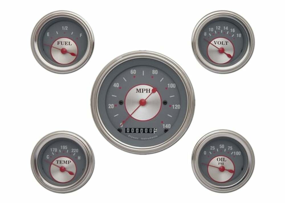 Classic Instruments analog dash gauge set silver