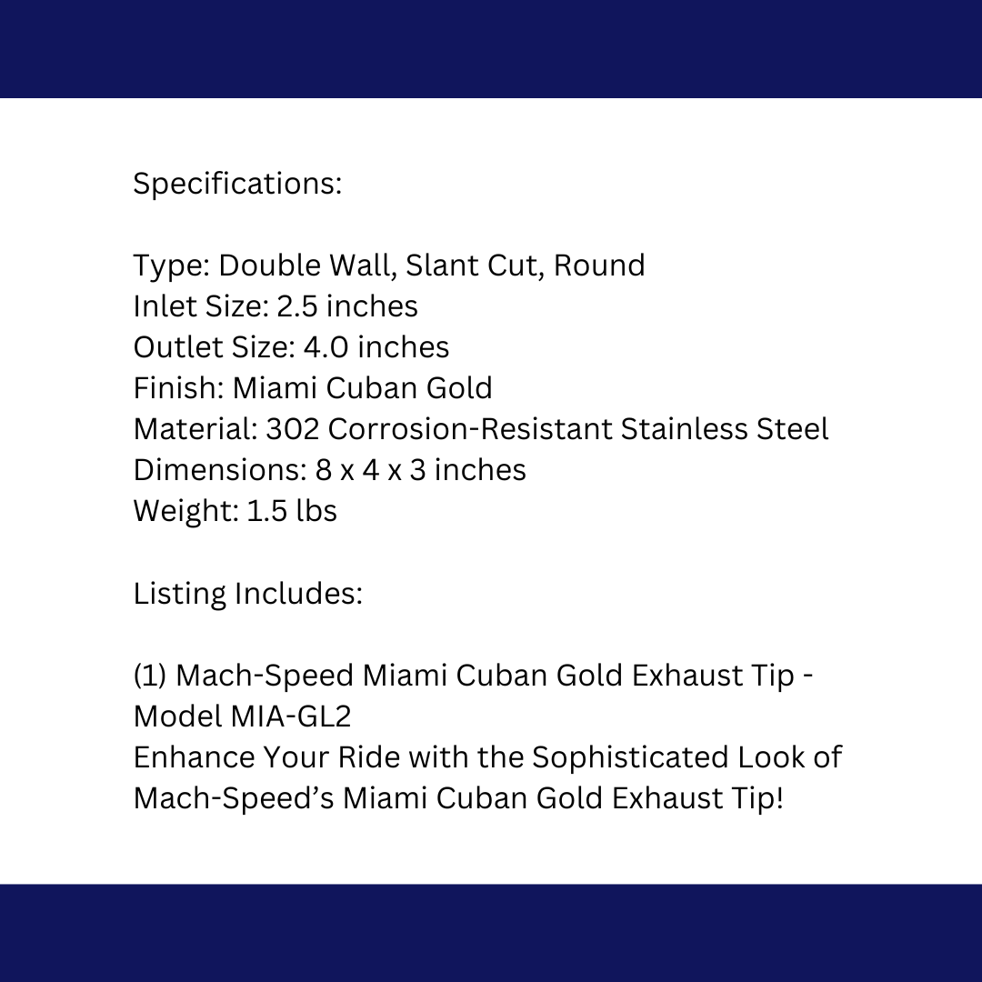 t Single Round Double Wall Slant Cut Tip Miami Gold Bolt-On-MIA-GL2 Modern Day Muffler and Brakes