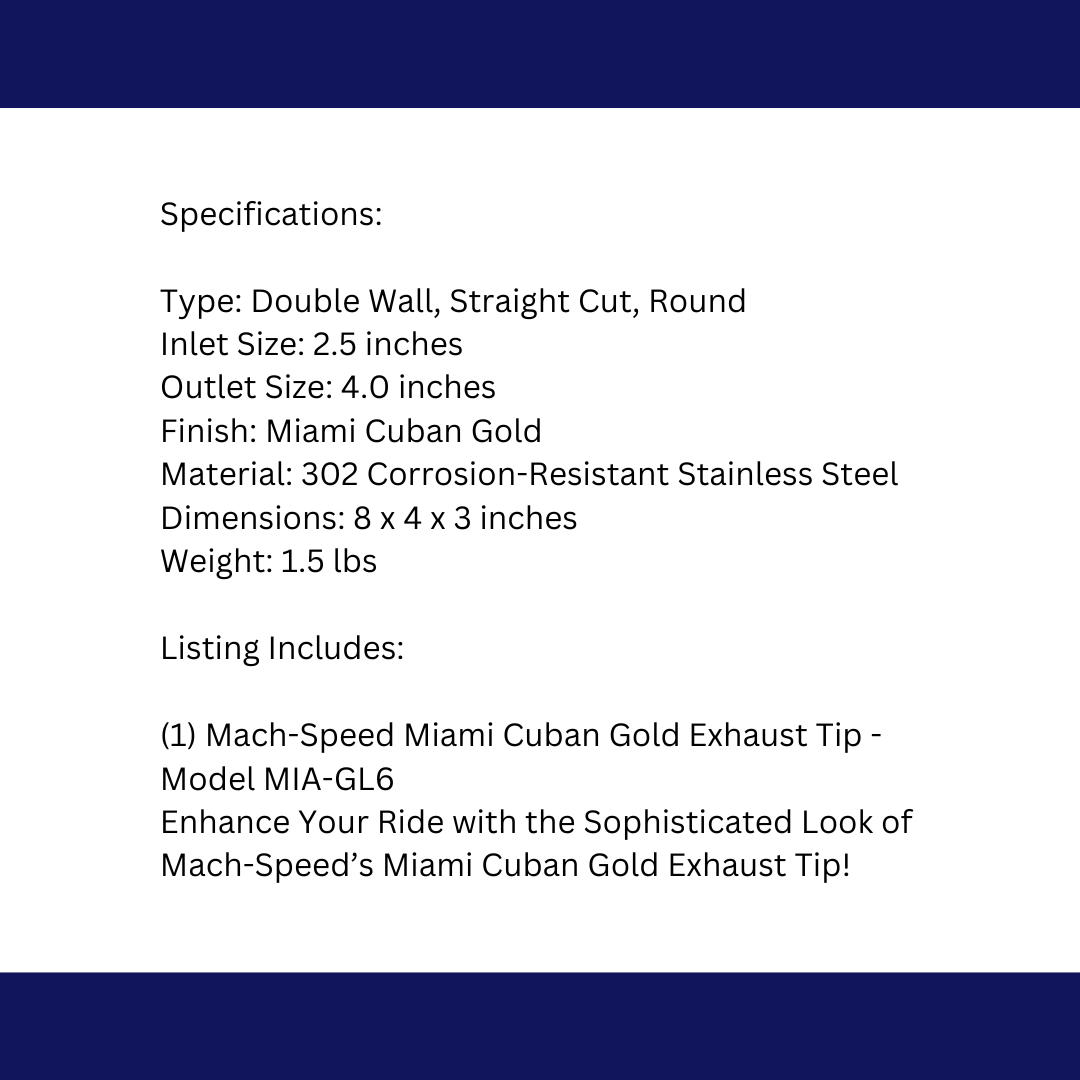 t Single Round Double Wall Straight Cut Tip Miami Gold Bolt-On-MIA-GL6 Modern Day Muffler and Brakes