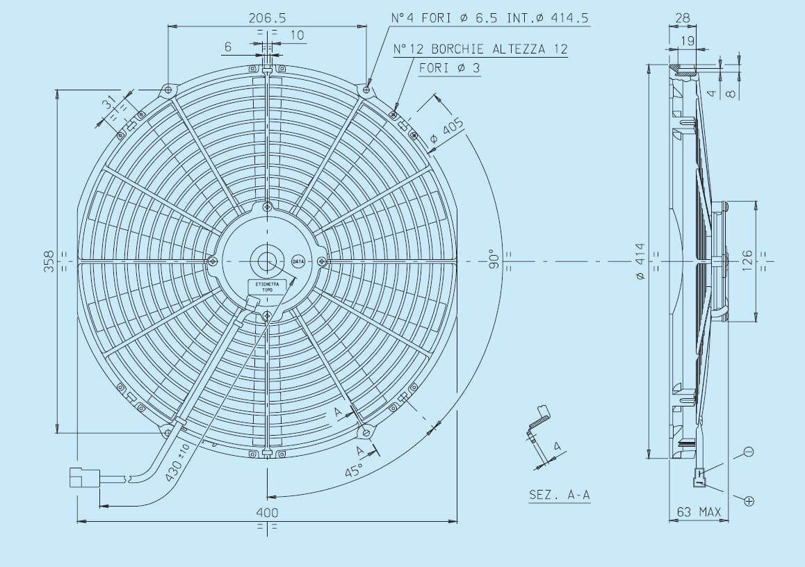 SPAL 16 inch medium profile puller electric cooling fan 1469 CFM 30101516