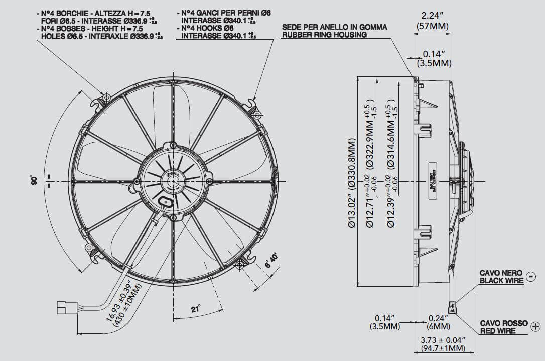 SPAL 12 inch high performance puller electric cooling fan 1640 CFM 30102038