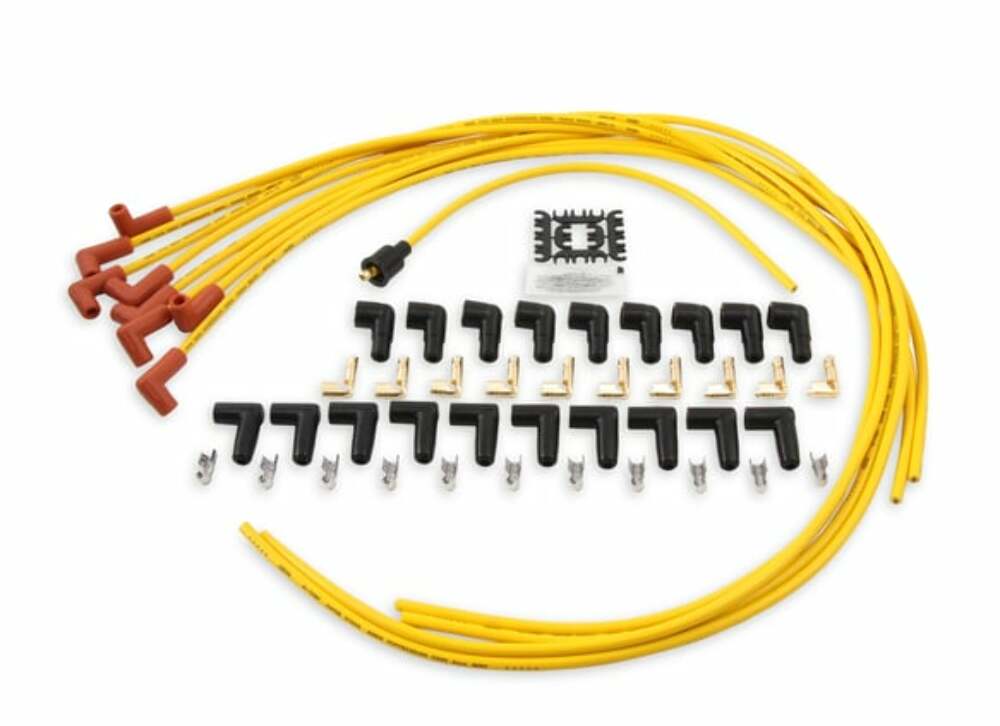 t Spark Plug Wire Set - 8mm - Yellow with Orange 90 Deg Boots - 4041 Accel