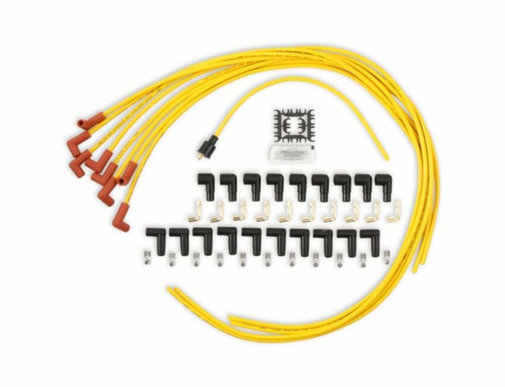 t Spark Plug Wire Set - 8mm - Yellow with Orange 90 Deg Boots - 4041 Accel